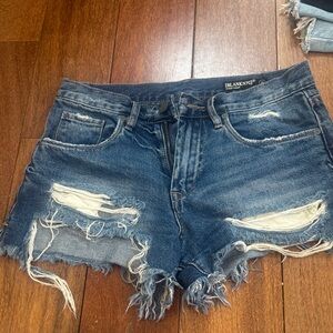 Blank NYC Women's Frayed Jean Shorts - Dark Blue